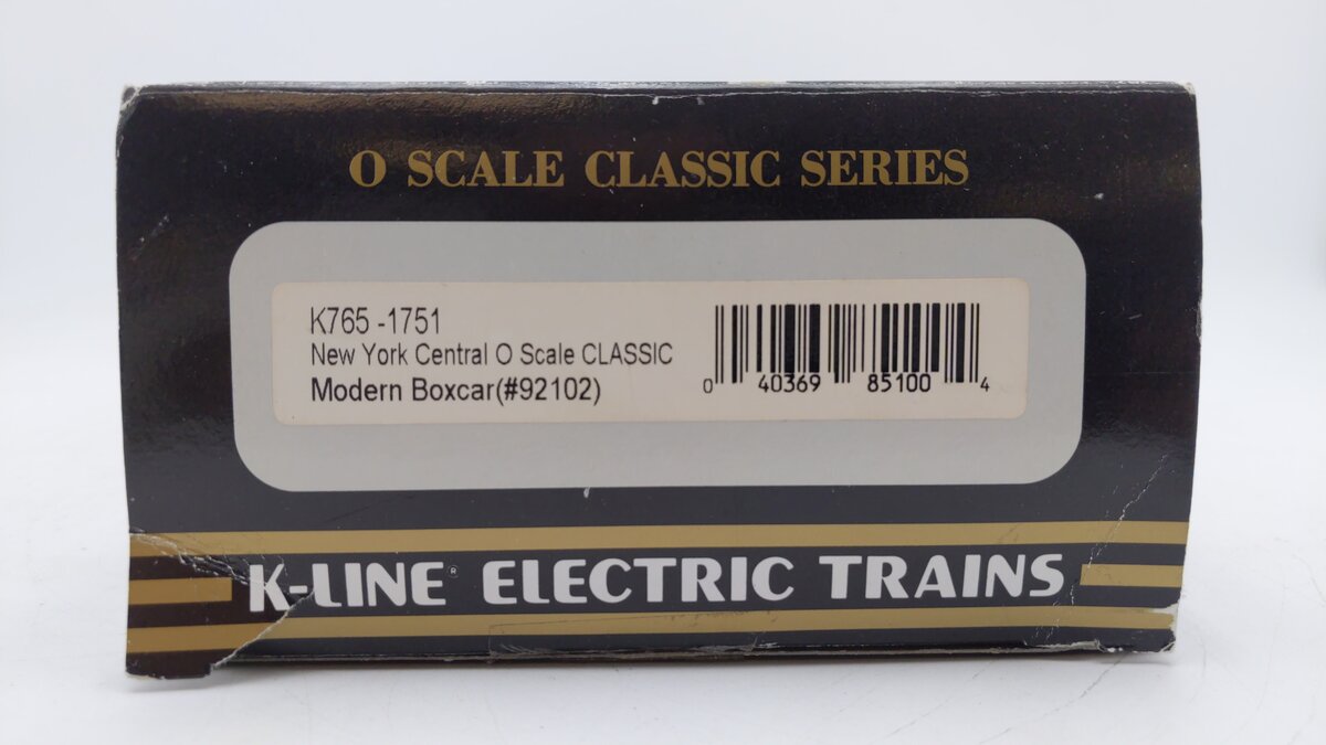 K-Line K765-1751 O Gauge New York Central Modern Box Car #92102 EX/Box