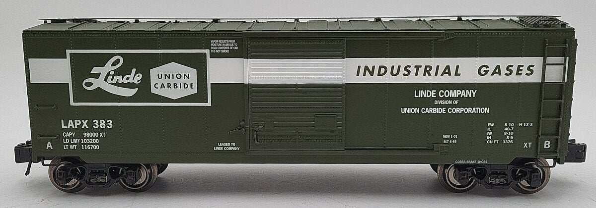 K-Line 6-22414 O Gauge Linde Union Carbide Boxcar #383 w/Interior Aluminum Tank LN/Box