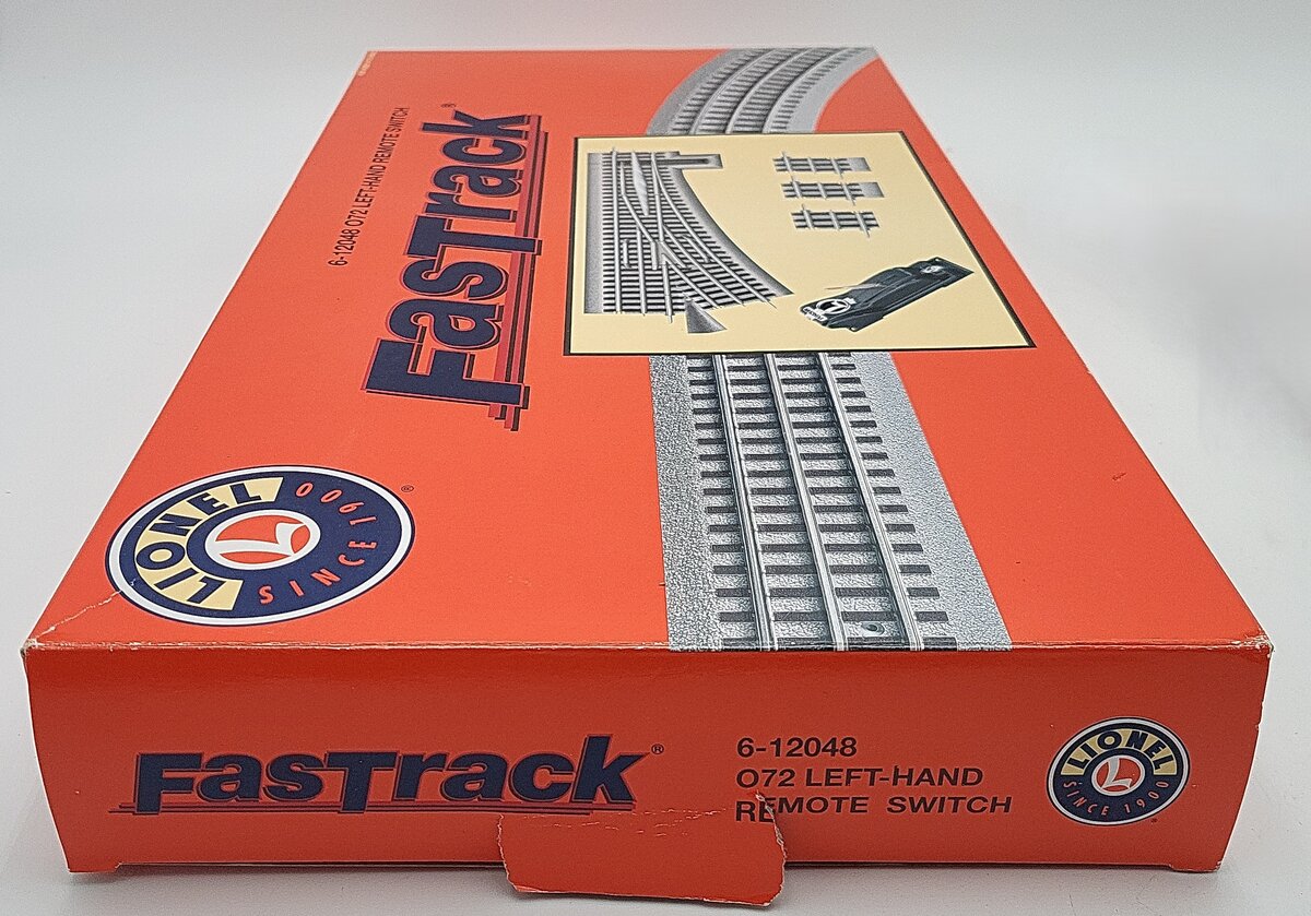 Lionel 6-12048 O72 Nickel Silver FasTrack Left Hand Remote Switch Turnout EX/Box