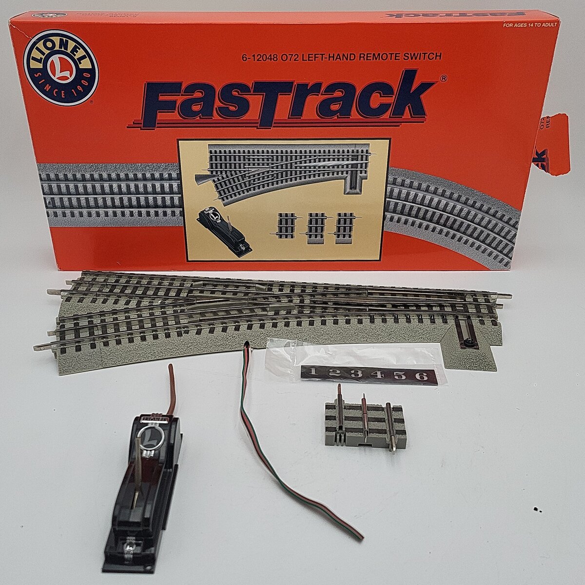 Lionel 6-12048 O72 Nickel Silver FasTrack Left Hand Remote Switch Turnout EX/Box