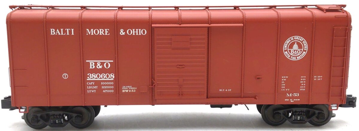 Weaver G23003 O B&O Wagontop Box Car / Box Car Red - Flat Panel Door (3Rail) EX