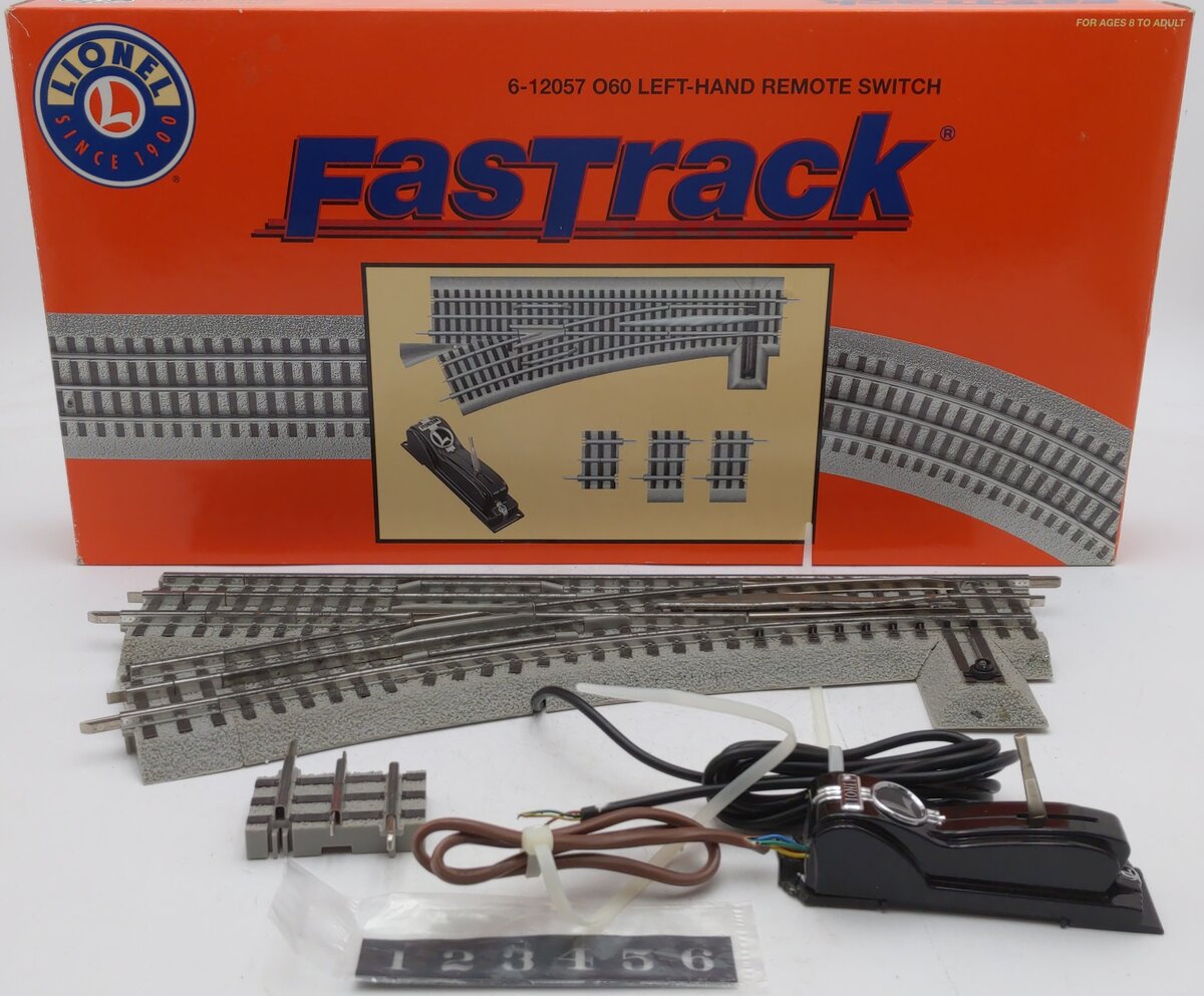 Lionel 6-12057 O60 Left Hand Remote-Control FasTrack Switch Turnout VG/Box