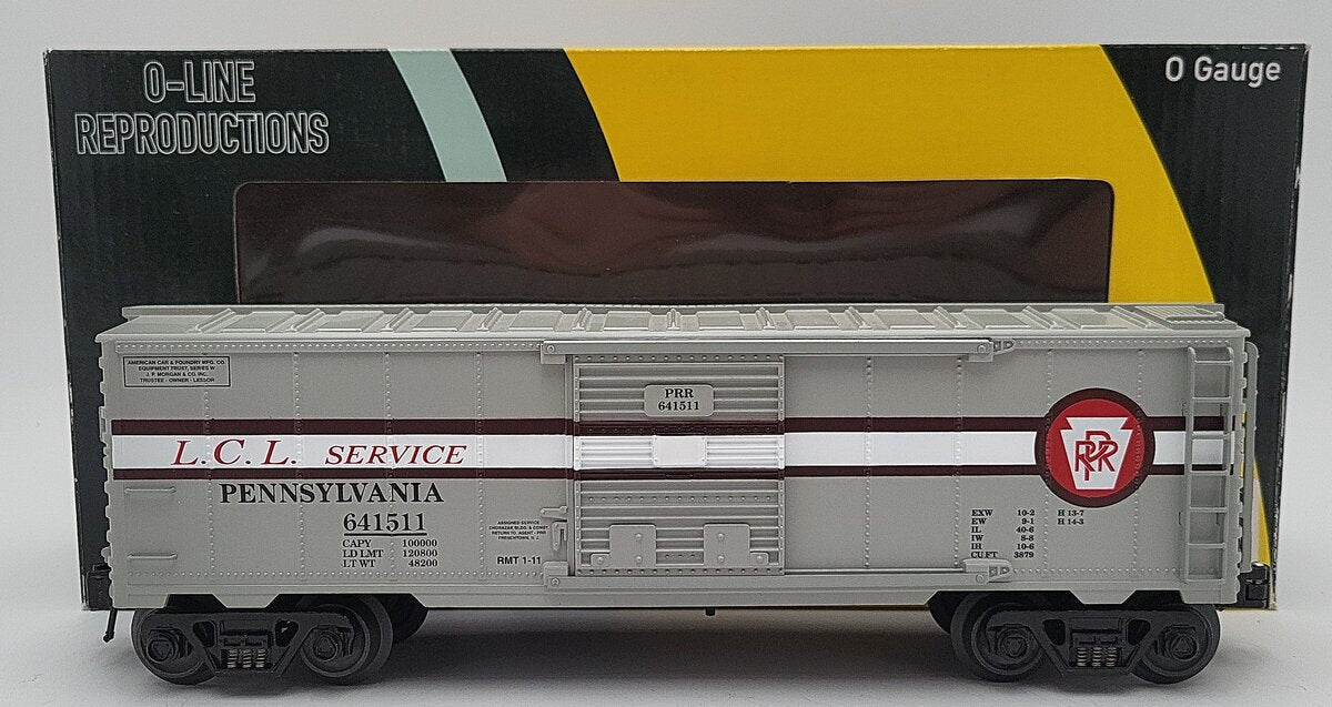 O-Line OLR150 O Gauge PRR L.C.L Service Boxcar #641511 LN/Box