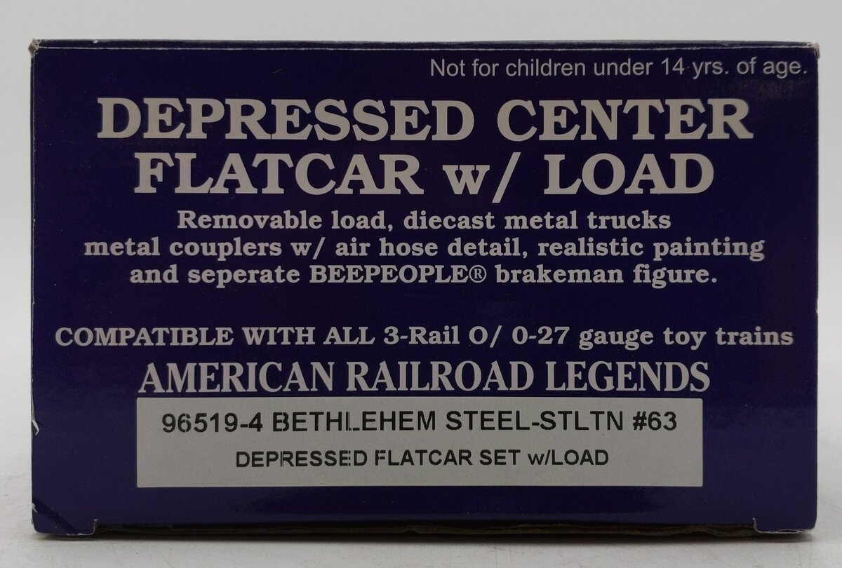 Aristo-Craft 96519-4 O Gauge Bethlehem Steel Depressed Flatcar w/ Load #63 LN/Box