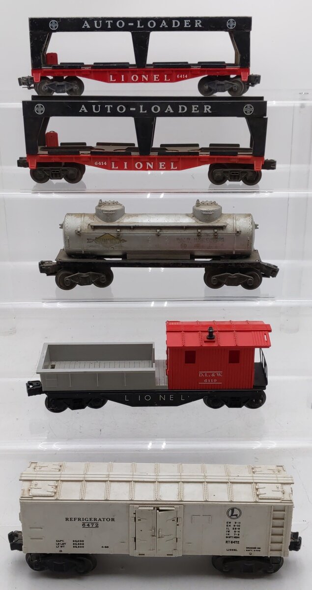 Lionel Vintage O Gauge Freight Cars: 6472, 6119, 6465, 6414, 6414 [5] VG
