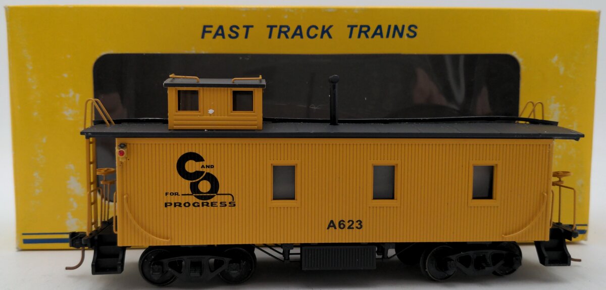 American Models 7506-B S Scale C&O Wood-Sided Caboose w/ Scale Wheels #623 EX/Box