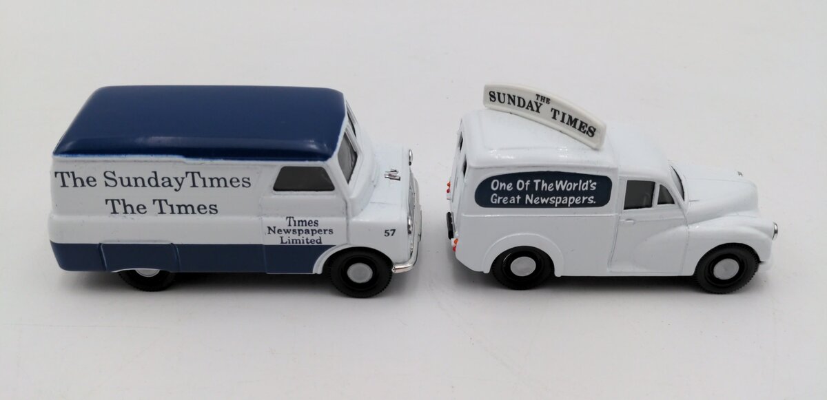 Corgi 97740 1:43 1960s Morris Minor Van & Bedford CA Sunday Times Set NIB