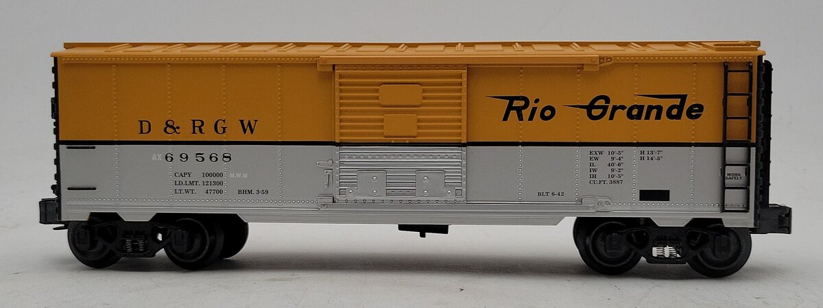 K-Line K641-14932 Denver and Rio Grande Western Boxcar (Yellow & Silver) #69568 EX/Box