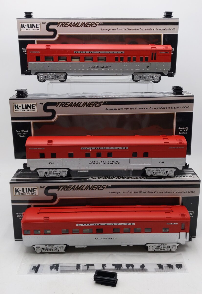 K-Line K4532E O Golden State Streamliner Passenger Cars (Set of 3) EX/Box