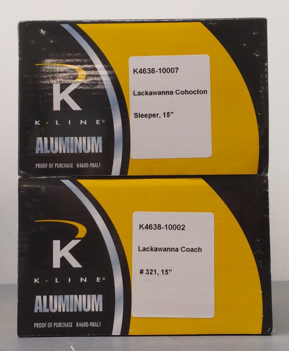 K-Line K4638C O Lackawanna 15“ Aluminum Passenger Cars (Set of 2) LN/Box