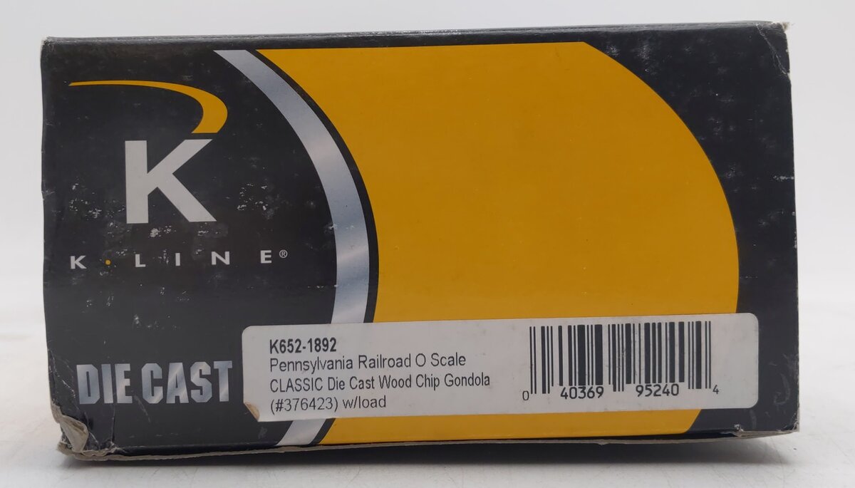 K-Line K652-1892 O Gauge Die-Cast PRR Wood Chip Gondola with Load #376423 EX/Box