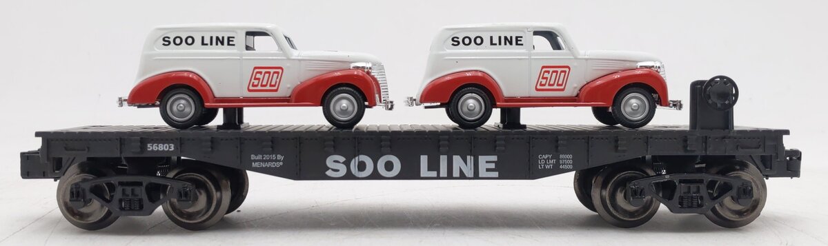 Menards 279-3052 O Gauge SOO Line Flat Car w/ Two Panel Cars #56803 EX/Box