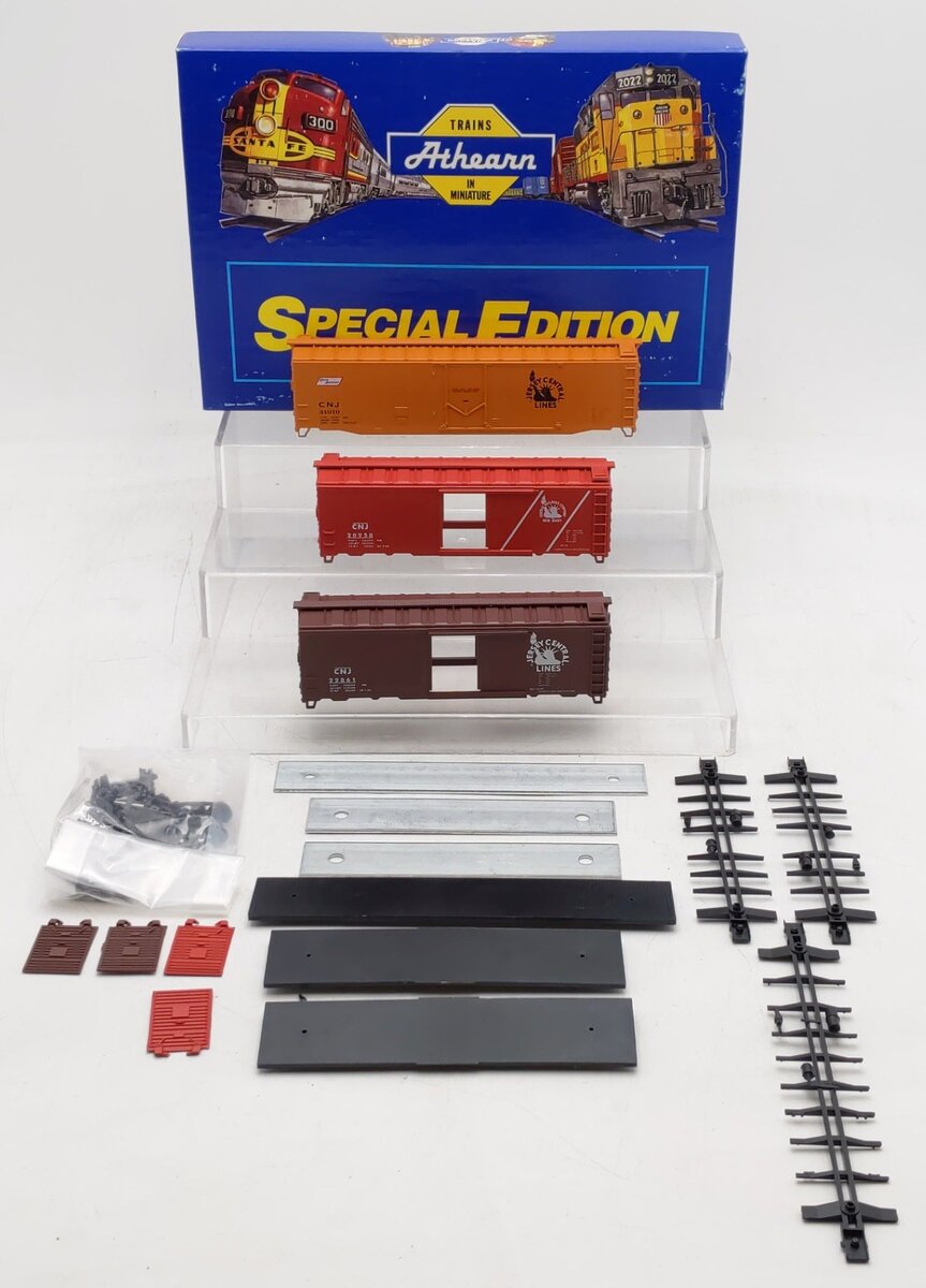 Athearn 2318 HO Scale Central Of New Jersey Boxcar Kit (Pack of 3) VG/Box