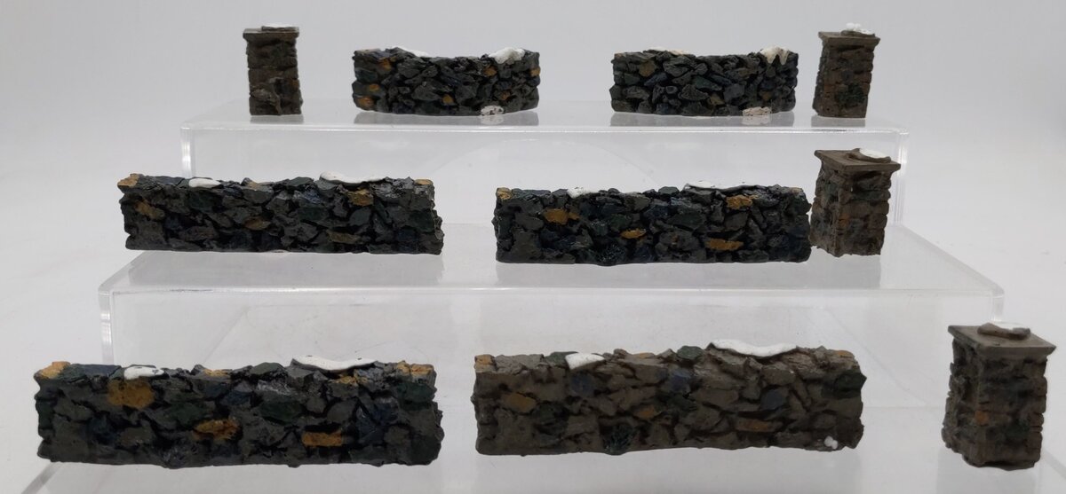 Lemax 93304 Hearthside Village Poly-Resin Colonial Stone Wall (Set of 10) LN/Box