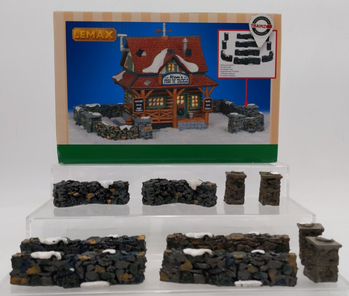 Lemax 93304 Hearthside Village Poly-Resin Colonial Stone Wall (Set of 10) LN/Box