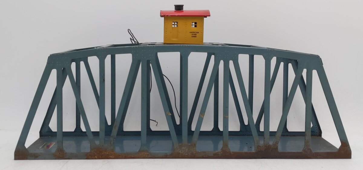 American Flyer 750 Vintage S Metal Trestle Bridge with Lighted House on Top