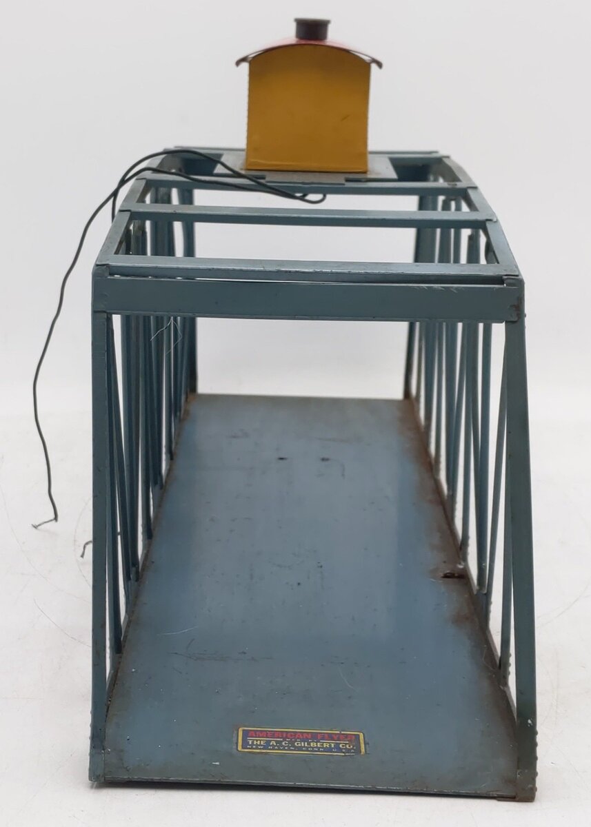 American Flyer 750 Vintage S Metal Trestle Bridge with Lighted House on Top