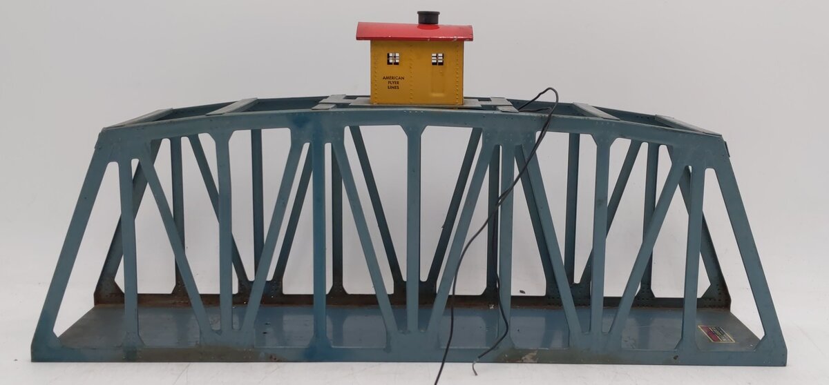 American Flyer 750 Vintage S Metal Trestle Bridge with Lighted House on Top