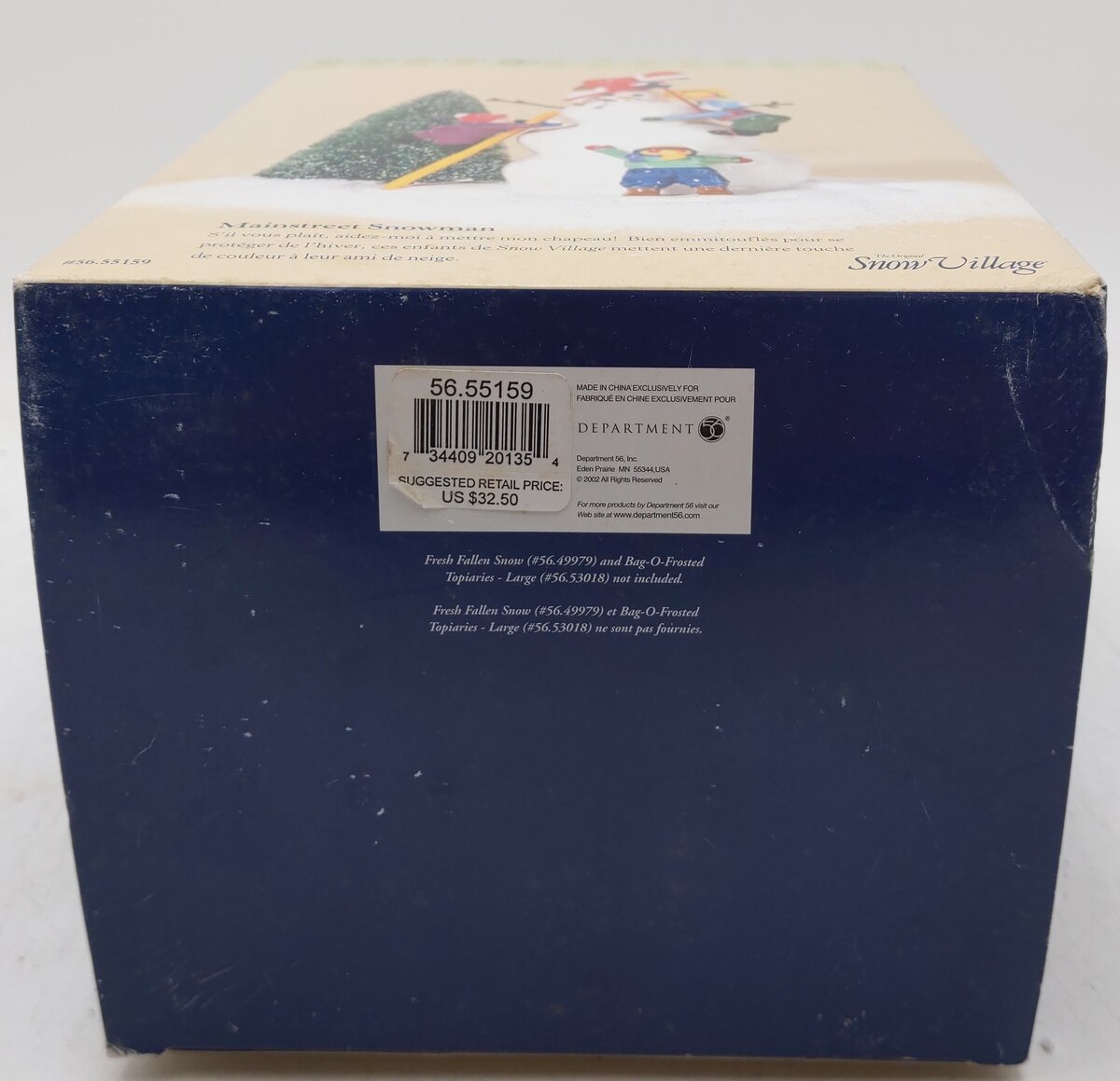 Department 56 56.55159 The Original Snow Village Mainstreet Snowman VG/Box