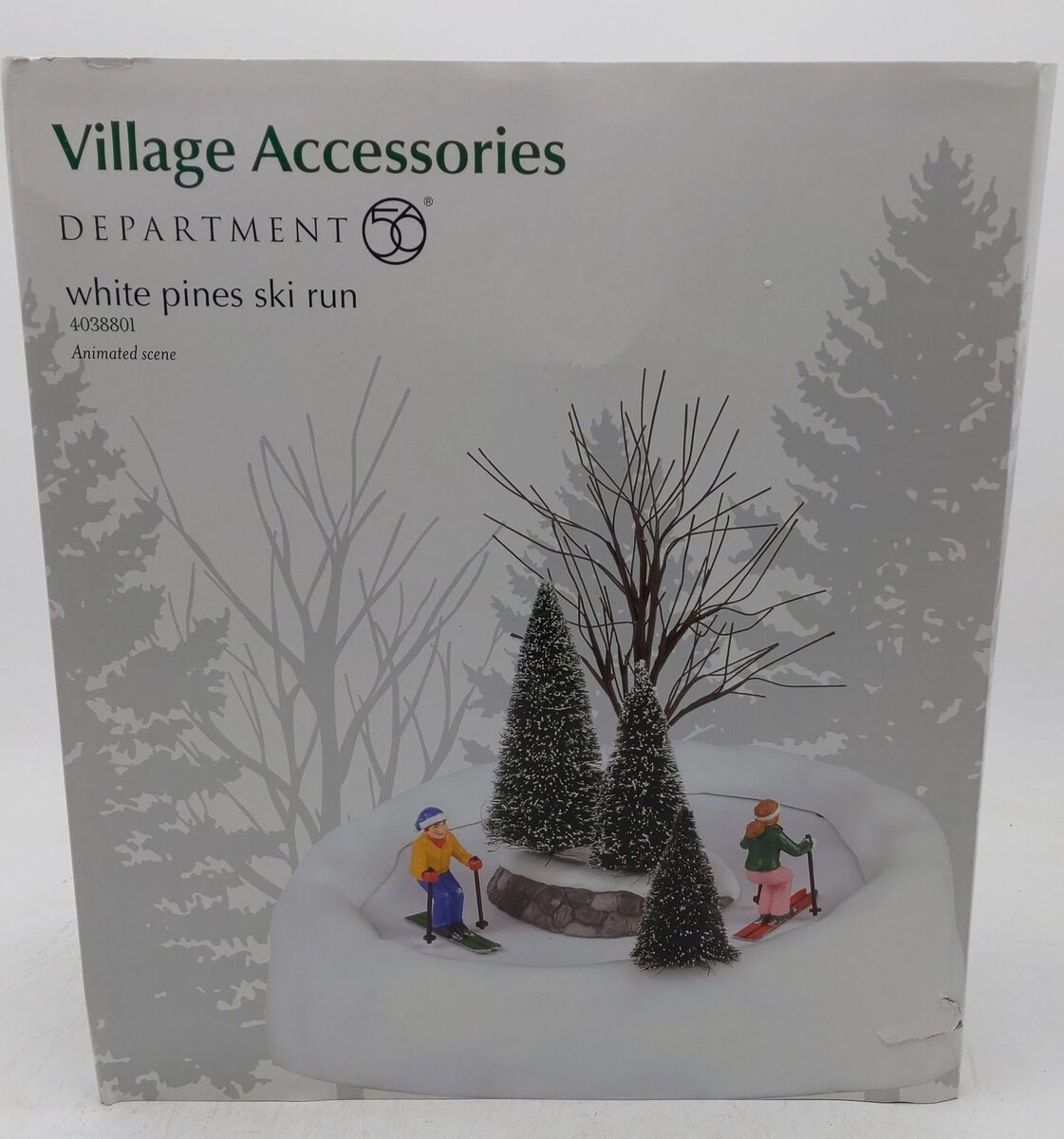 Department 56 4038801 Village Accessories White Pines Ski Run Animated Scene NIB