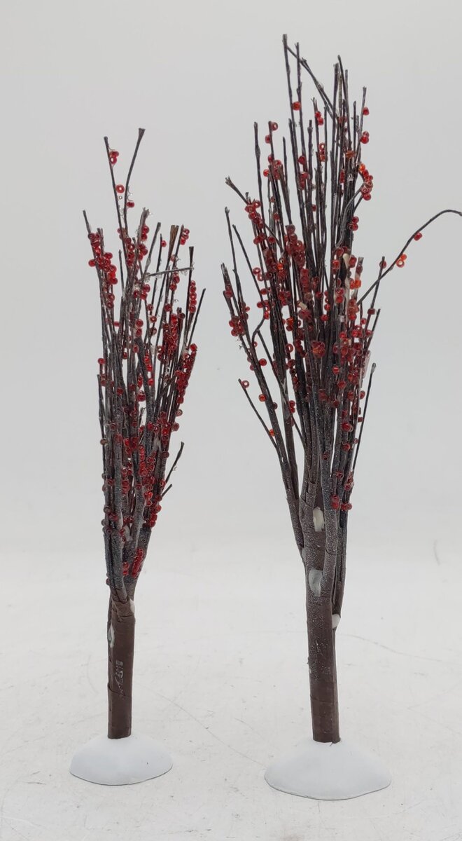Dept 56 4020263 Village Accessories "Winter Berry Trees" (Set Of 2) EX/Box