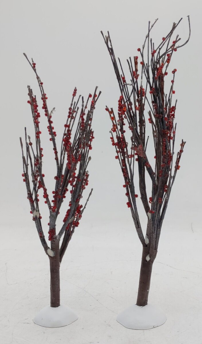 Dept 56 4020263 Village Accessories "Winter Berry Trees" (Set Of 2) EX/Box