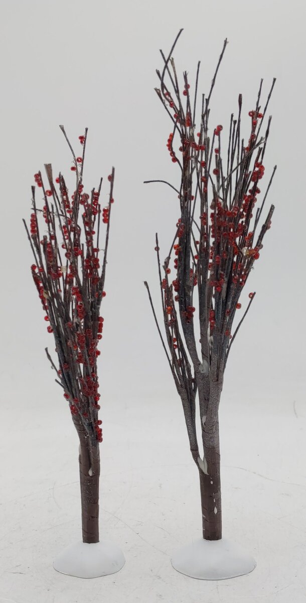 Dept 56 4020263 Village Accessories "Winter Berry Trees" (Set Of 2) EX/Box
