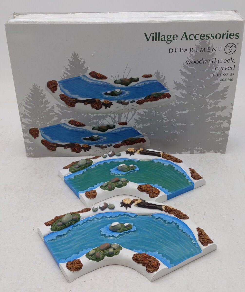 Department 56 4041186 Village Accessories Woodland Creek, Curved (Set of 2) LN/Box