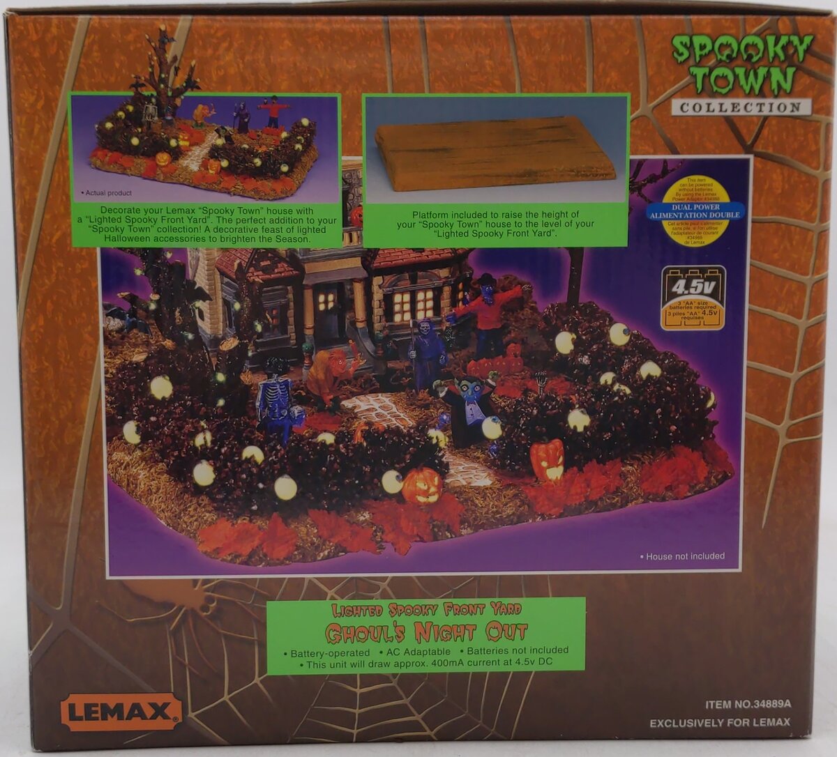 Lemax 348899A Spooky Town Lighted Spooky Front Yard Ghoul's Night Out EX/Box