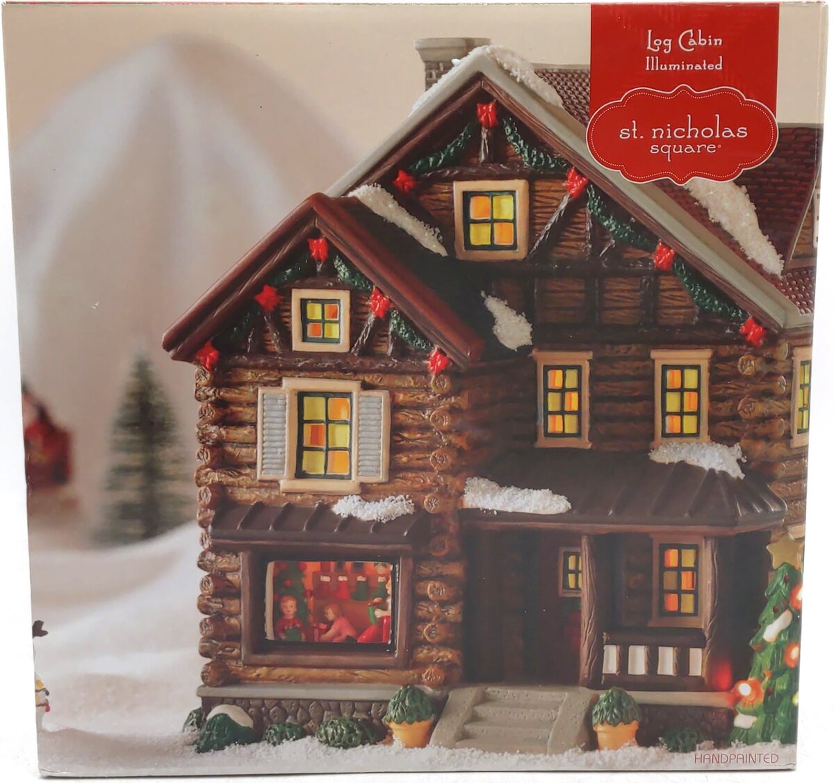 St. Nicholas Square Illuminated Log Cabin EX/Box