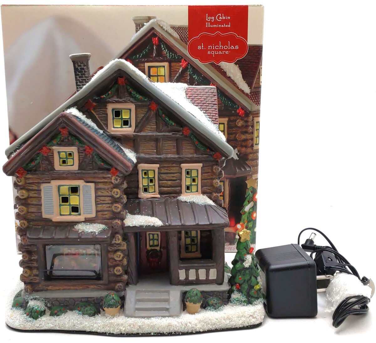 St. Nicholas Square Illuminated Log Cabin EX/Box