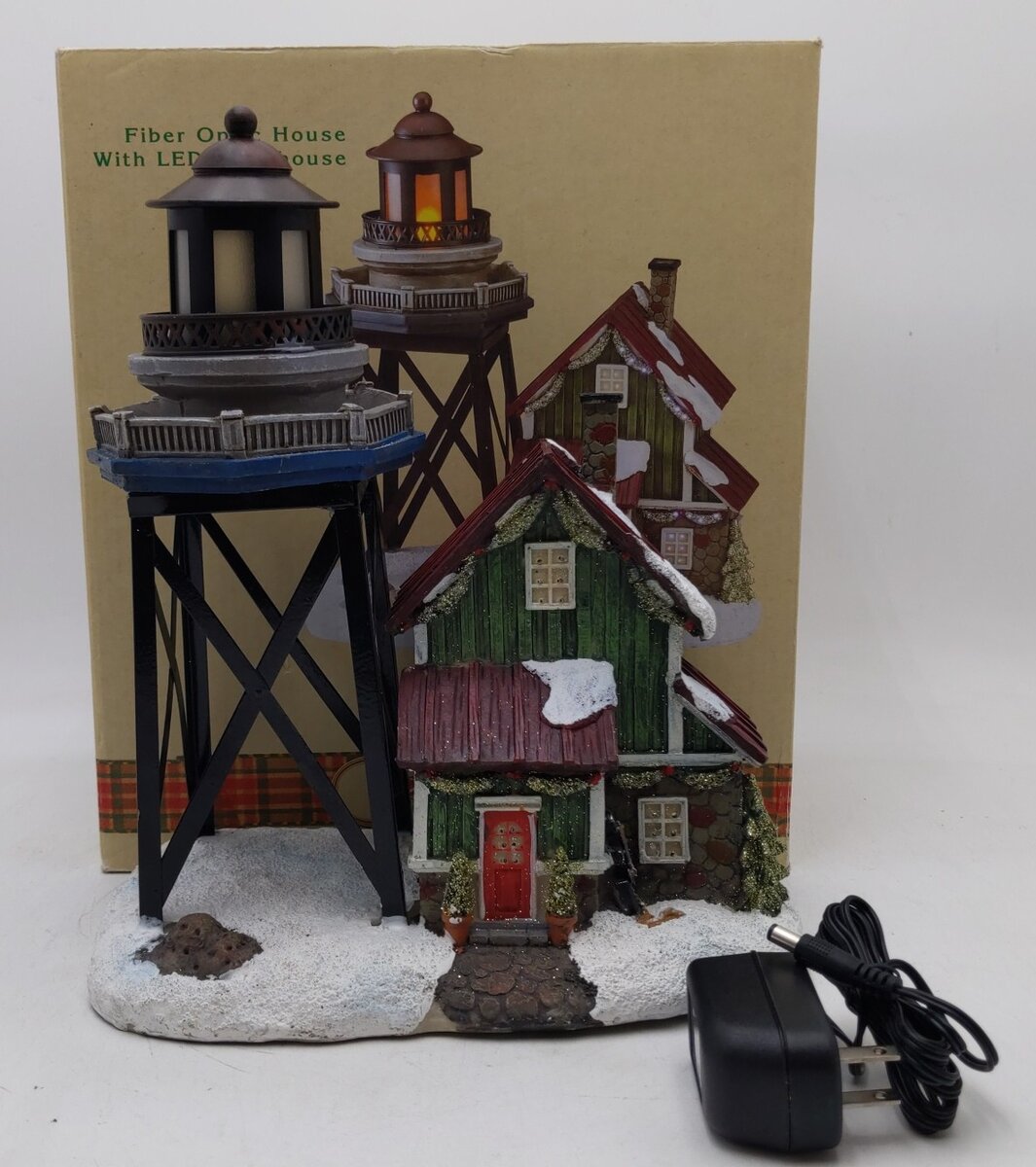 Cracker Barrel Collectible 461985 Fiber Optic House w/LED Lighthouse LN/Box