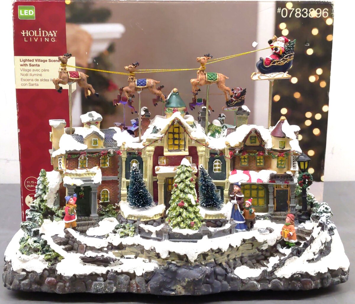 Holiday Living Lighted Village With Santa LN/Box