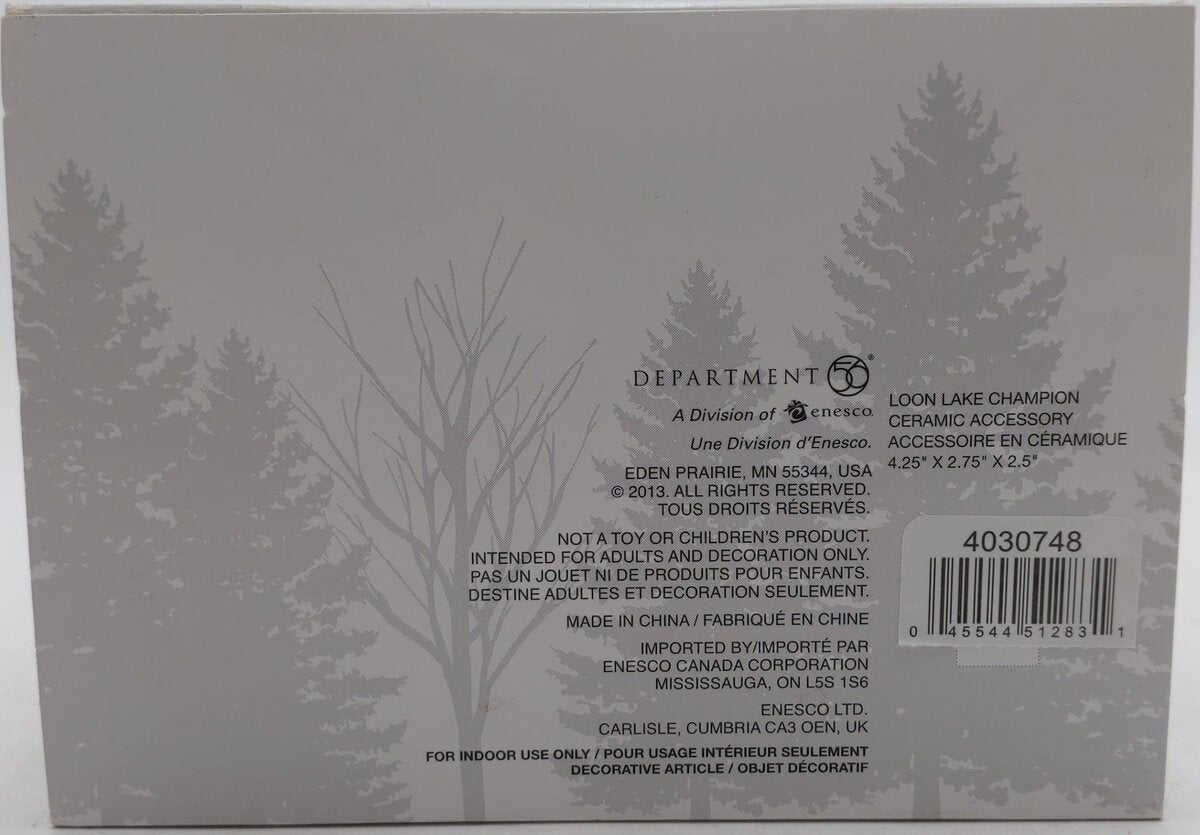 Dept 56 4030748 "Snow Village" Loon Lake Champion NIB