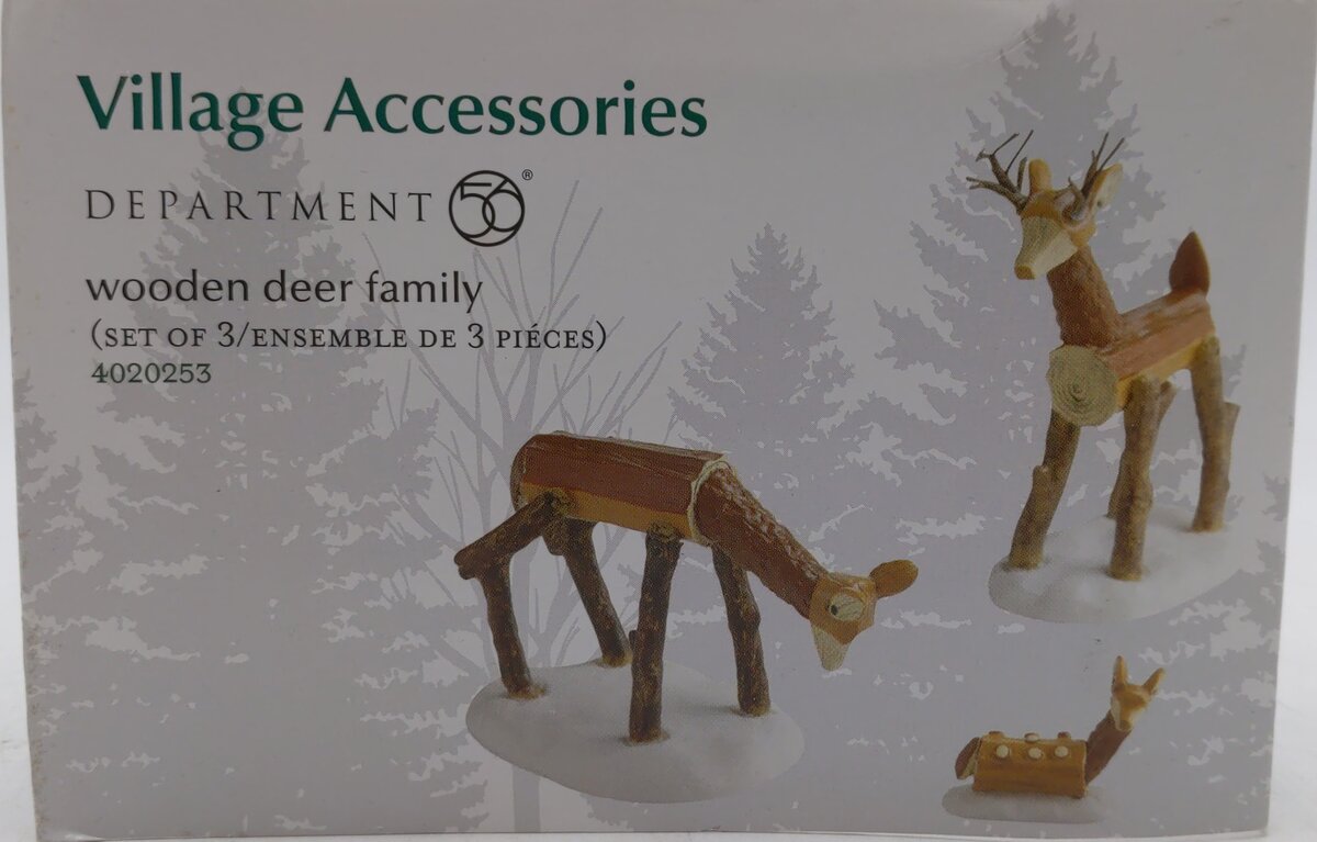 Dept 56 4020253 Wooden Deer Family (Set of 3) NIB