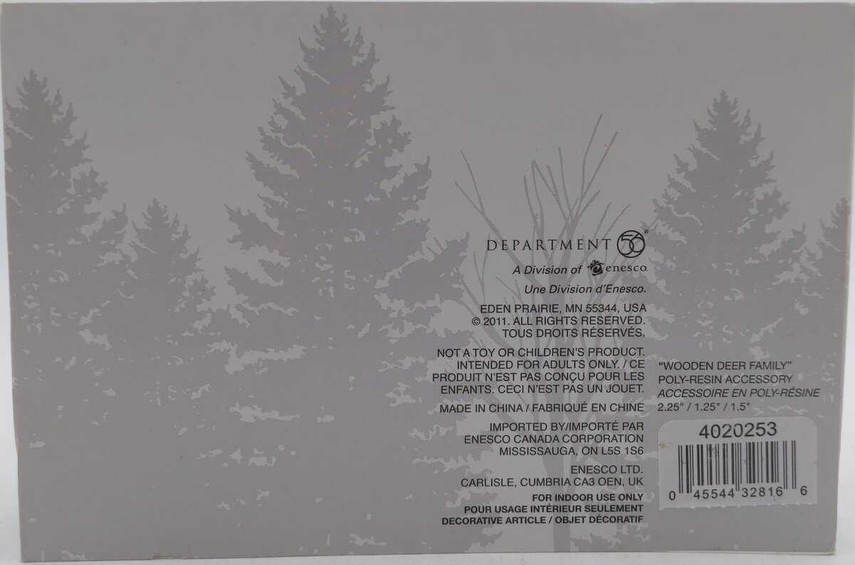 Dept 56 4020253 Wooden Deer Family (Set of 3) NIB