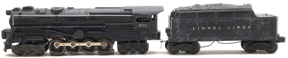 Lionel 671 Vintage O 6-8-6 Die-Cast Steam Turbine Locomotive w/671W Tender VG
