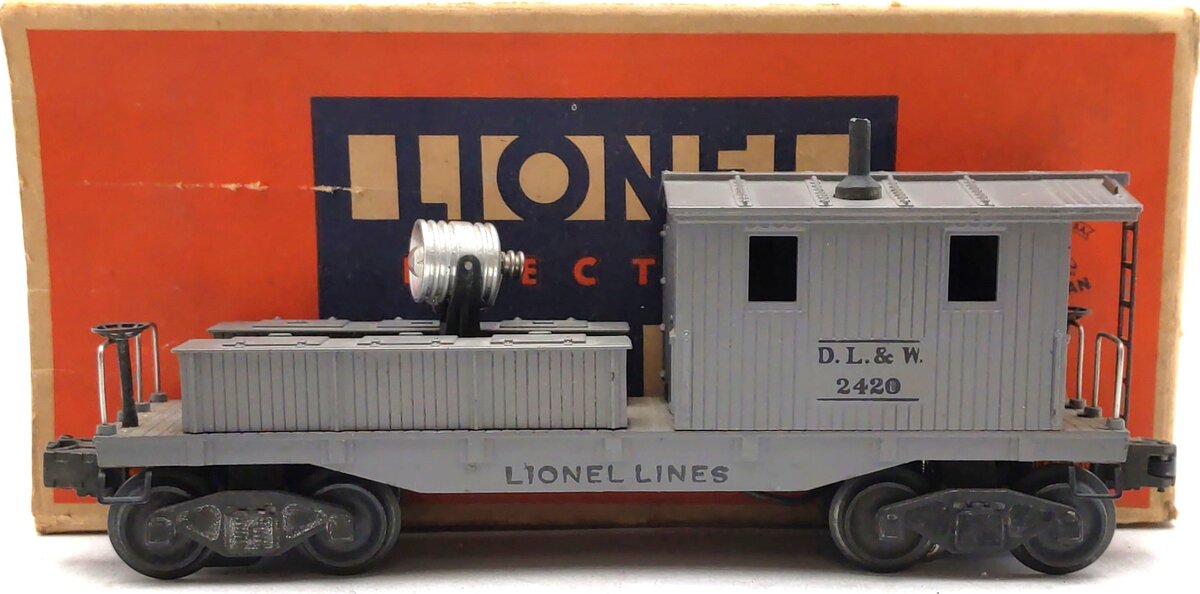 Lionel 2420 Vintage O Delaware, Lackawanna & Western Wrecking Caboose w/Light VG/Box