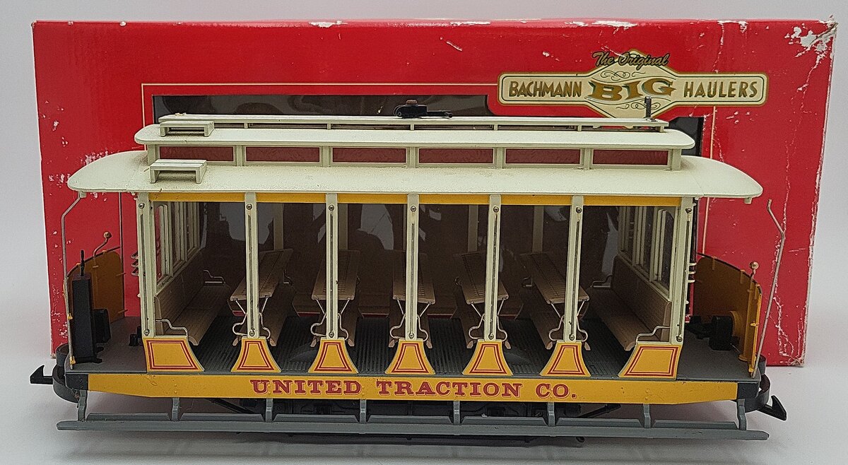 Bachmann 93938 G Scale United Traction Co Motorized Open Street Car VG/Box