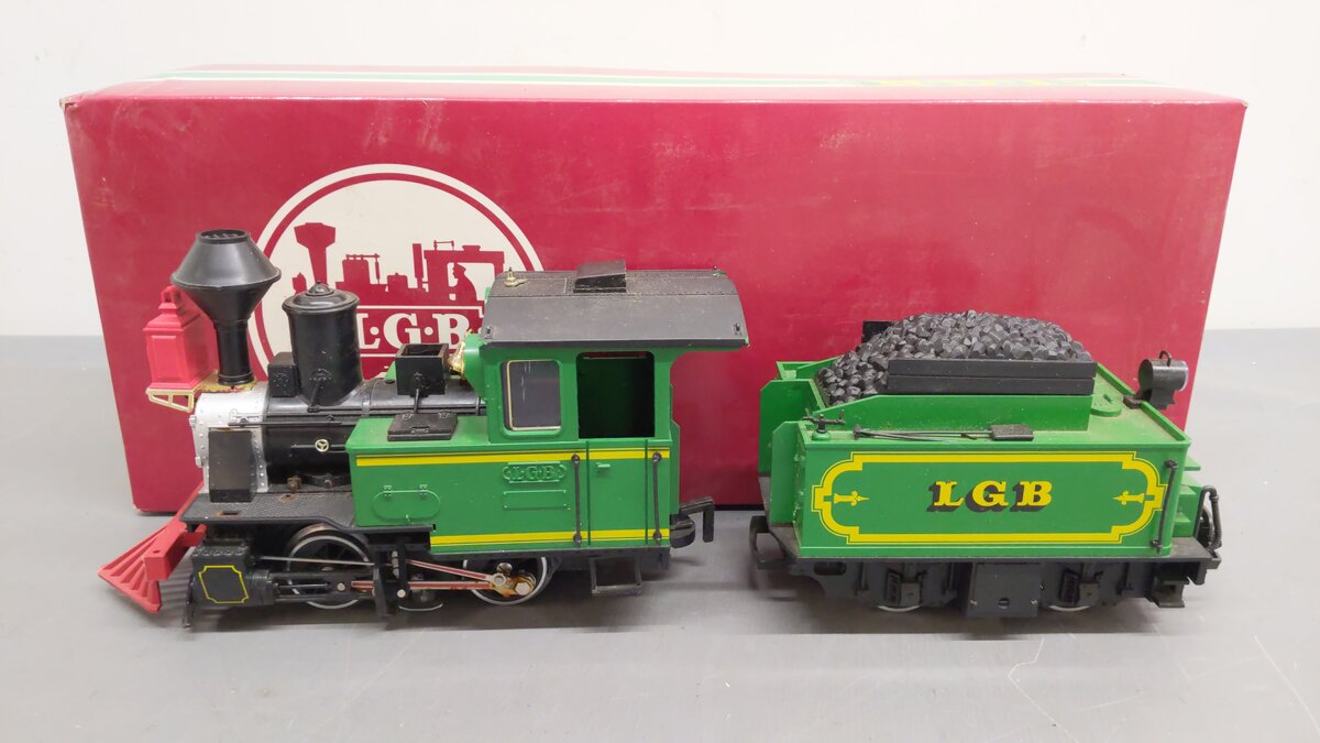 LGB 2017D G Gauge Green 0-4-0 Steam Locomotive with Motorized Tender VG/Box