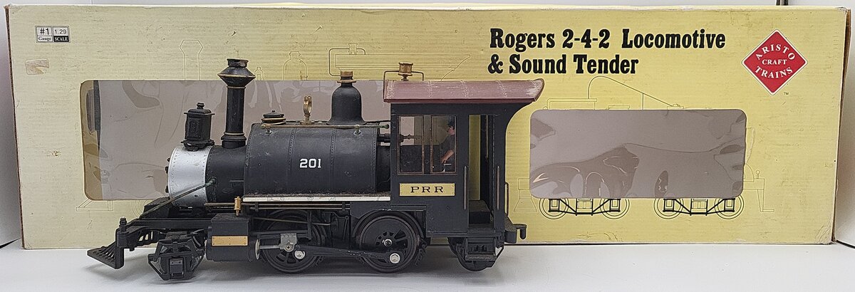 Aristo-Craft 21001 G Scale Pennsylvania Railroad Rogers 2-4-2 Steam Locomotive/Box