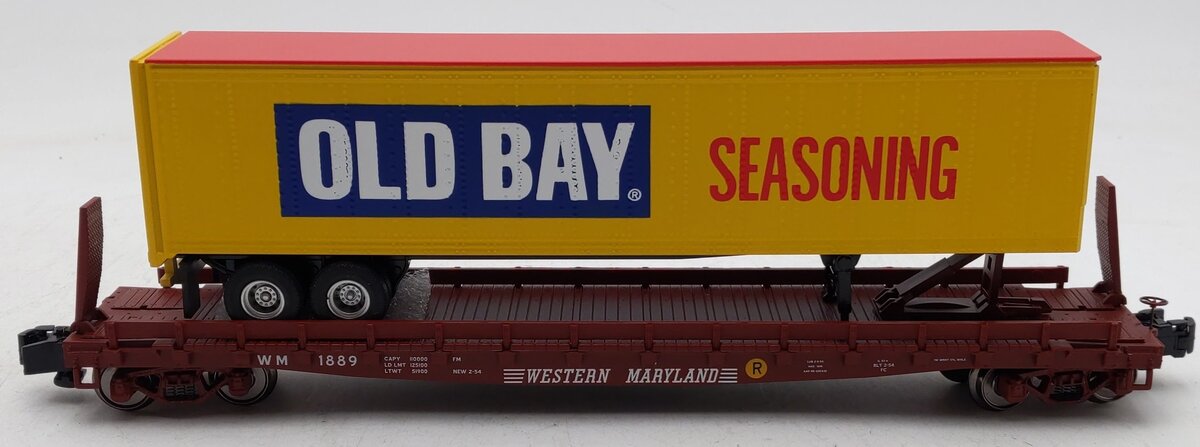 MTH 35-76034 S Western Maryland Flat Car w/45' Trailer #1889 NIB