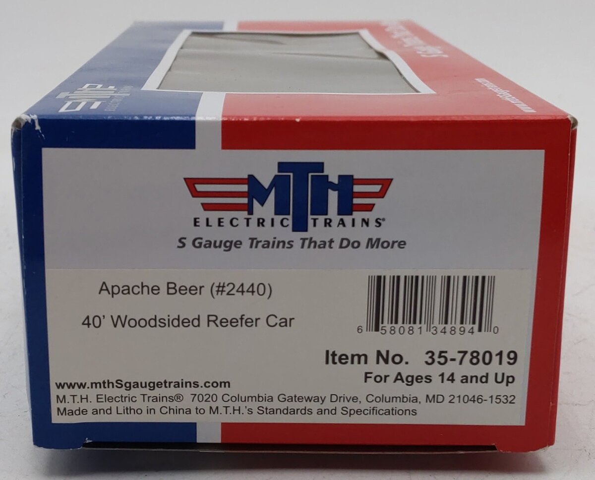 MTH 35-78019 S Apache Beer Woodsided Reefer Car #2440 LN/Box