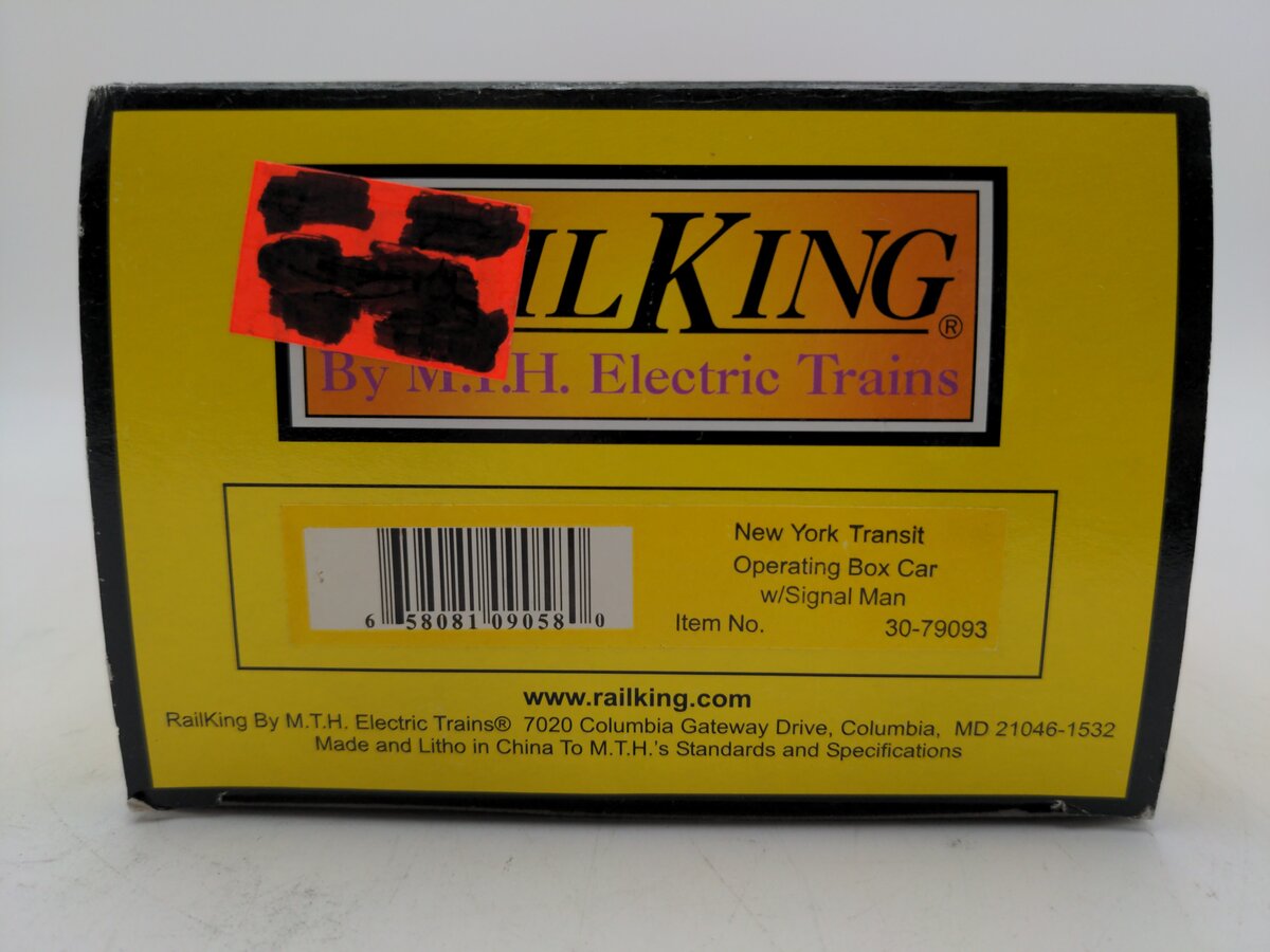 MTH 30-79093 New York Transit Operating Box Car w/Signal Man EX/Box