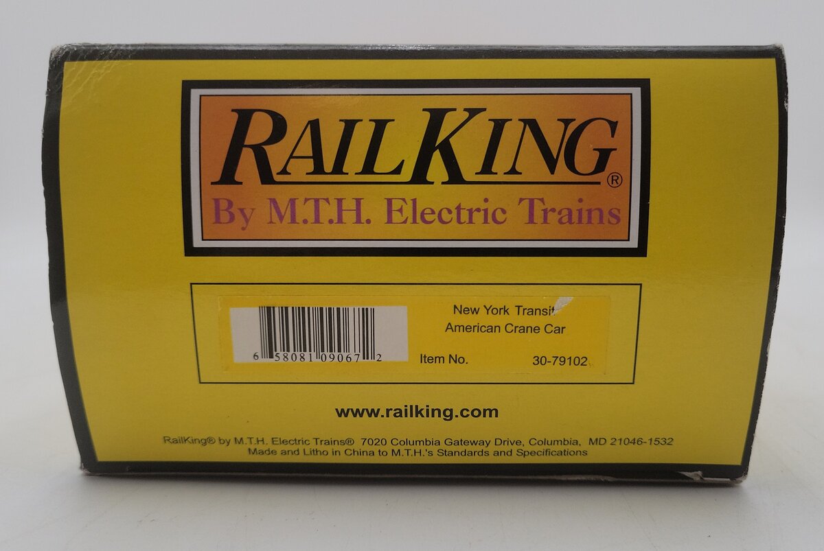MTH 30-79102 O Gauge New York Transit American Crane Car LN/Box
