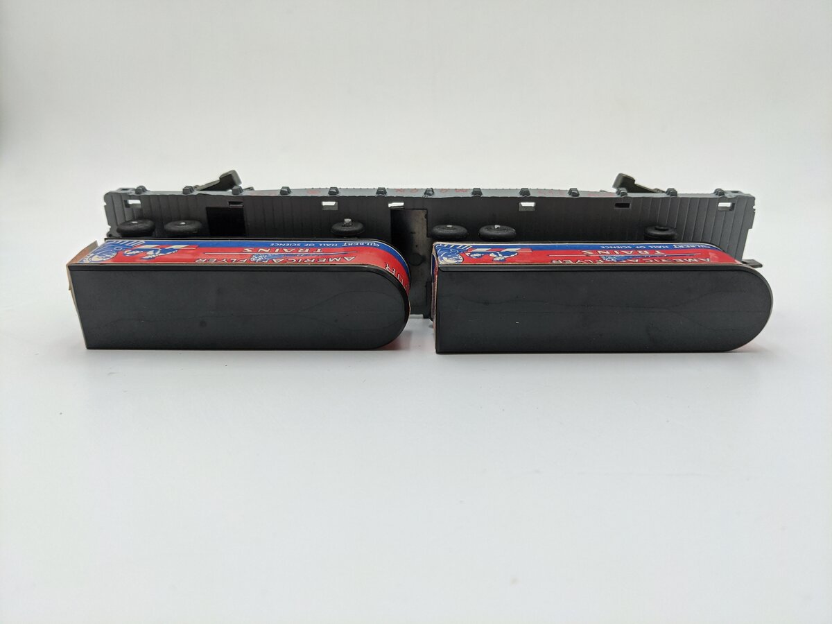 American Flyer 956 Vintage S Gauge Monon Flatcar with Two Piggyback Vans EX/Box
