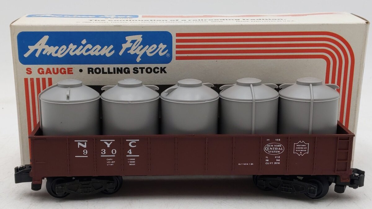 American Flyer 4-9304 S Scale New York Central Gondola w/Canisters #9304 EX/Box