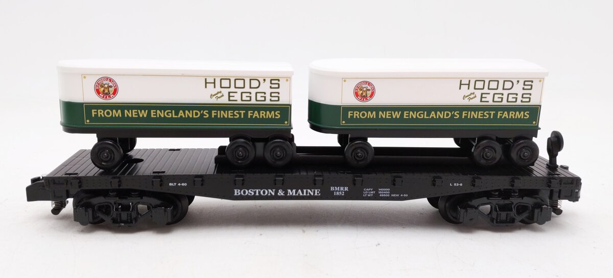American Flyer 2301091 S Gauge TCA Hoods Eggs TOFC Flatcar w/ Trailers #1852 NIB