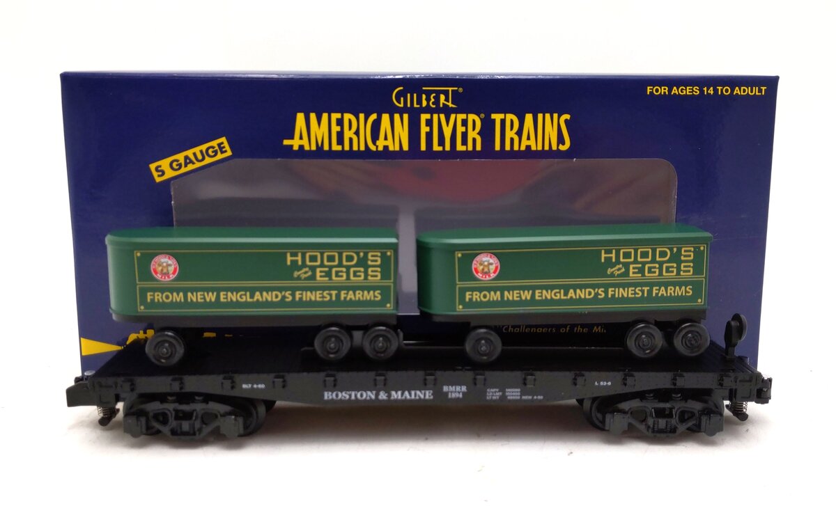 American Flyer 2301092 S Gauge TCA Hoods Eggs TOFC Flatcar w/ Trailers #1894 NIB