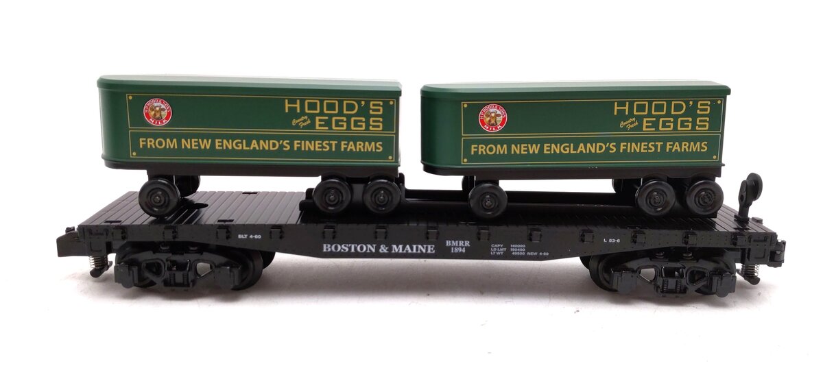 American Flyer 2301092 S Gauge TCA Hoods Eggs TOFC Flatcar w/ Trailers #1894 NIB